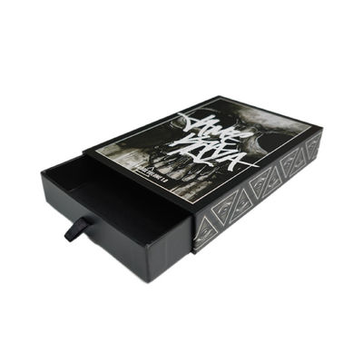 Custom Logo Skull Bone Drawer Box Sliding Black 4x6 Print Post Card Packaging Gift Box