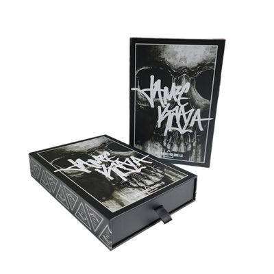 Custom Logo Skull Bone Drawer Box Sliding Black 4x6 Print Post Card Packaging Gift Box