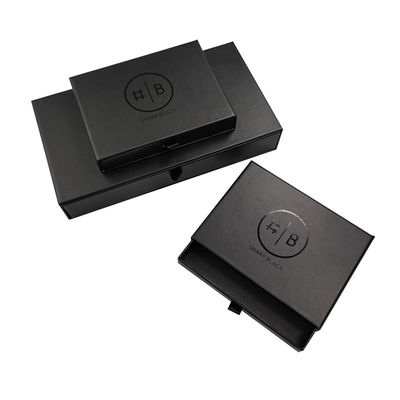 Logo Silver Foil/UV Finish Drawer Box Jewelry Paper Box for Custom Black end Gift