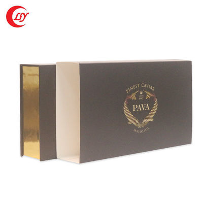 Gold Packaging Black Red Caviar Tin Jar Gift Set with Paperboard Packaging and Sleeve