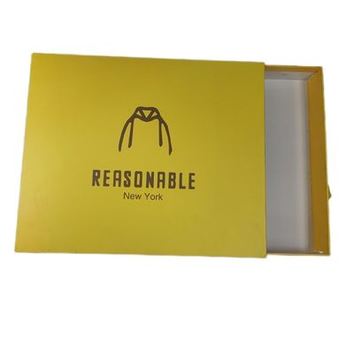 Custom Logo Printing Paperboard Yellow Pull Out Sliding Drawer T Shirt Packaging Box