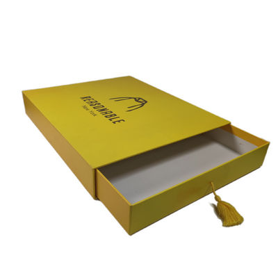 Custom Logo Printing Paperboard Yellow Pull Out Sliding Drawer T Shirt Packaging Box