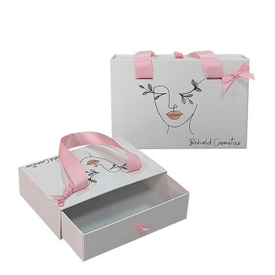 Others Box Type Logo Printing Luxury Wallet Cardboard Slide Boxes with Ribbon Handle