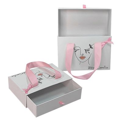 Others Box Type Logo Printing Luxury Wallet Cardboard Slide Boxes with Ribbon Handle