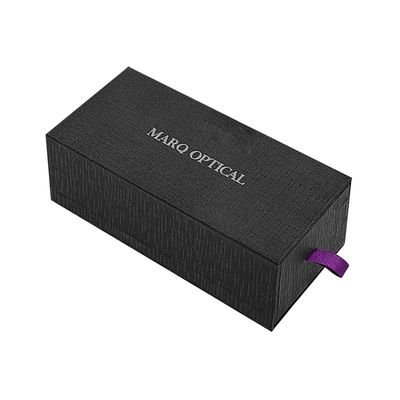 Elegant Linen Pattern Pull Out Sliding Logo Silver Foil Stamped Boxes for Packaging