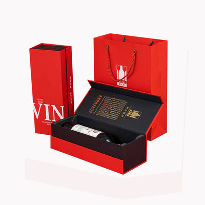 Liquor Red Wine Whiskey Glass Bottle Rigid Paper Cardboard Packing Magnetic Flip Top Paper Gift Box
