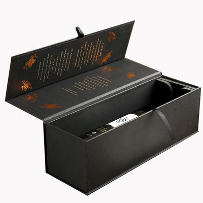 Liquor Red Wine Whiskey Glass Bottle Rigid Paper Cardboard Packing Magnetic Flip Top Paper Gift Box