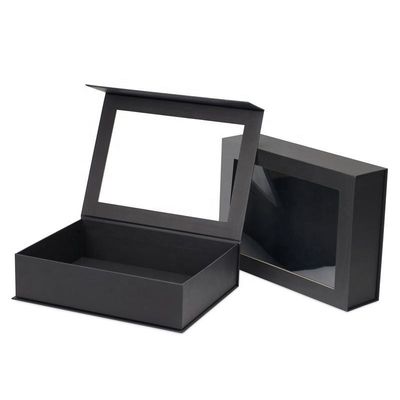 Custom Flip Top PVC Window Paper Packaging Large Magnetic Closure Gift Box with Clear Lid Window