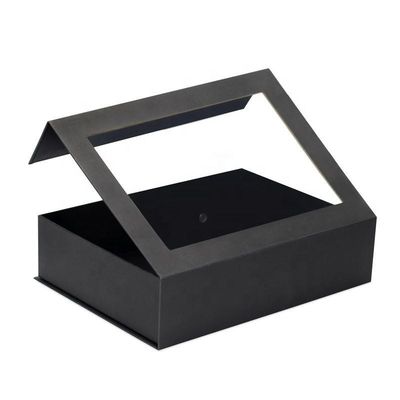 Custom Flip Top PVC Window Paper Packaging Large Magnetic Closure Gift Box with Clear Lid Window