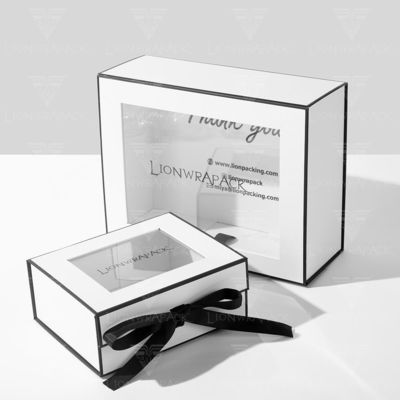 Custom Flip Top PVC Window Paper Packaging Large Magnetic Closure Gift Box with Clear Lid Window