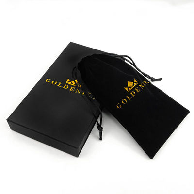 Stylish Black Rigid Drawer Box with Gold Foil Custom Logo and Soft Velvet Lining