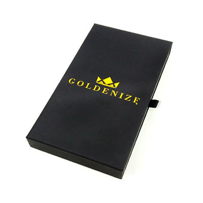 Stylish Black Rigid Drawer Box with Gold Foil Custom Logo and Soft Velvet Lining
