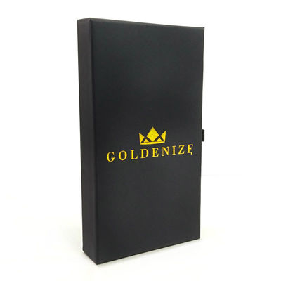 Stylish Black Rigid Drawer Box with Gold Foil Custom Logo and Soft Velvet Lining