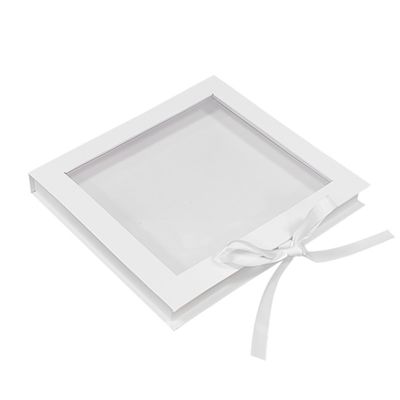 Square Cardboard Display Box Recycled Magnetic Closure Gift Box With Clear Window