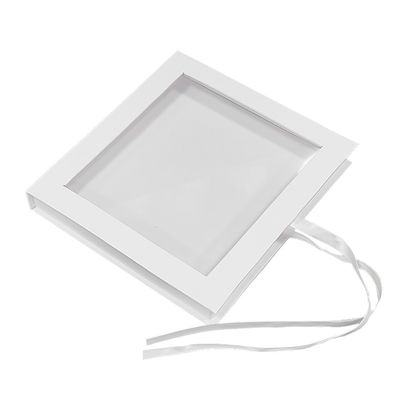 Square Cardboard Display Box Recycled Magnetic Closure Gift Box With Clear Window