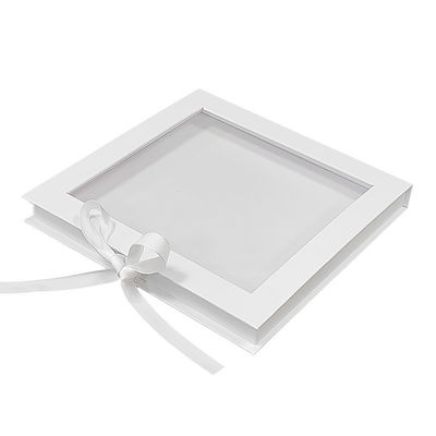 Square Cardboard Display Box Recycled Magnetic Closure Gift Box With Clear Window