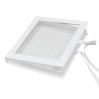 Square Cardboard Display Box Recycled Magnetic Closure Gift Box With Clear Window