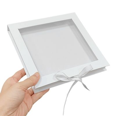 Square Cardboard Display Box Recycled Magnetic Closure Gift Box With Clear Window
