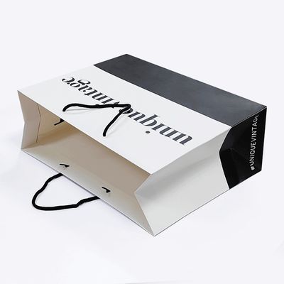 Biodegradable Kraft Paper Bags With Handles Exquisite Gift Retail Shopping Bags