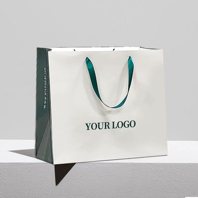 Biodegradable Kraft Paper Bags With Handles Exquisite Gift Retail Shopping Bags