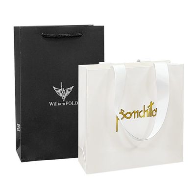 Customized Collapsible Recycled Paper Gift Bags Boutique Paper Bags With Handles