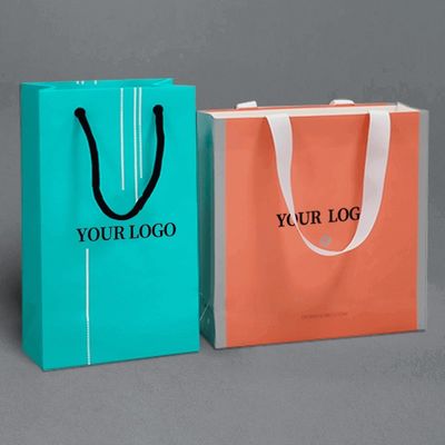 Offset Printing Handmade Paper Shopping Bags With Ribbon Closure