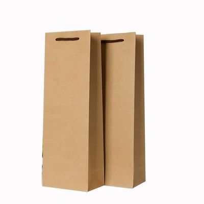 Matte Black Kraft Paper Red Wine Gift Bags With Flexi Loop Handle