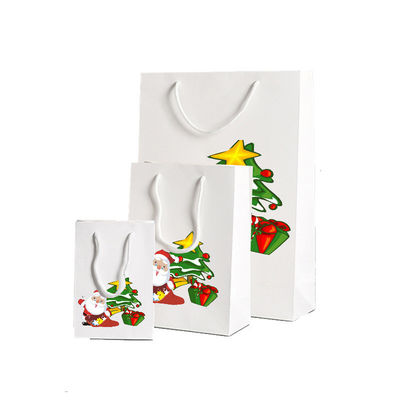 White Eco Friendly Reusable Shopping Bags Custom Kraft Paper Packaging Bags