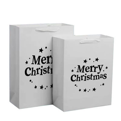 White Eco Friendly Reusable Shopping Bags Custom Kraft Paper Packaging Bags