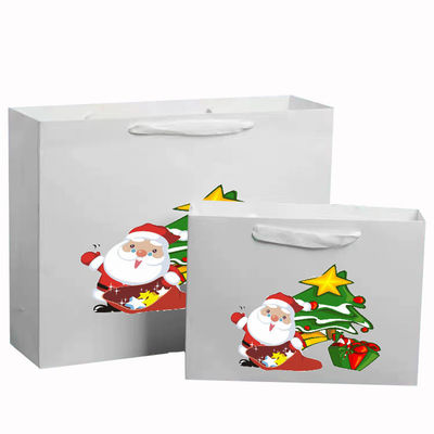 White Eco Friendly Reusable Shopping Bags Custom Kraft Paper Packaging Bags
