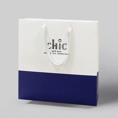 White Eco Friendly Reusable Shopping Bags Custom Kraft Paper Packaging Bags