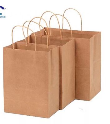 Black White Brown Kraft Paper Shopping Bags With Handles Varnishing Surface Handling