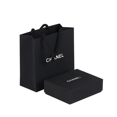 Black White Brown Kraft Paper Shopping Bags With Handles Varnishing Surface Handling