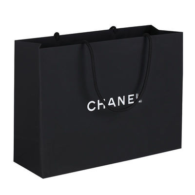 Black White Brown Kraft Paper Shopping Bags With Handles Varnishing Surface Handling