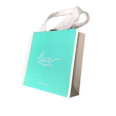 Luxury Matte Green Paper Gift Shopping Bag For Clothing Packaging