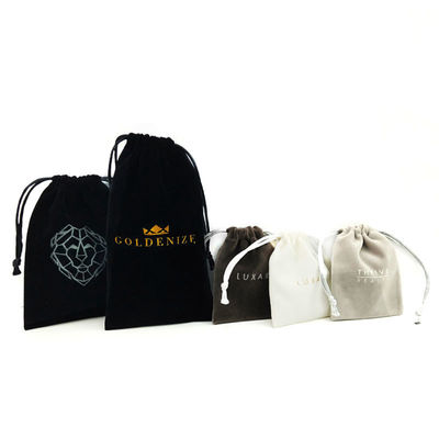 Custom Order Accepted Gold Stamping Hot Foil Drawstring Velvet Jewelry Pouch