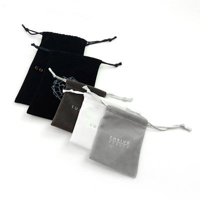 Custom Order Accepted Gold Stamping Hot Foil Drawstring Velvet Jewelry Pouch