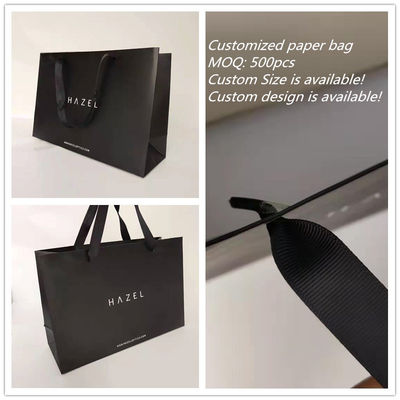 Eco-Friendly Black Gift Paper Bags with Your Own Logo Made in from Recycled Materials