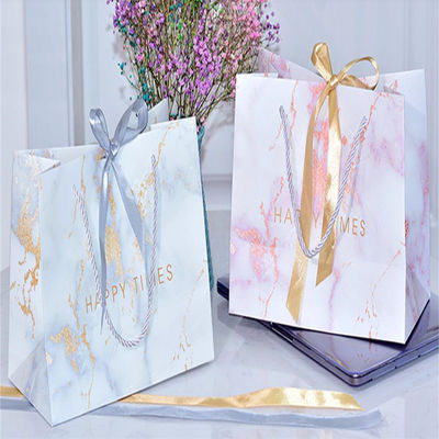 Hot Stamping Custom Luxury Gift Bags Recyclable Kraft Shopping Bags With Handles
