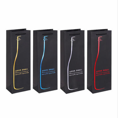 Custom Printed Bottle Paper Wine Bags with Handles Rope Handle and CMYK/PANTONE Printing