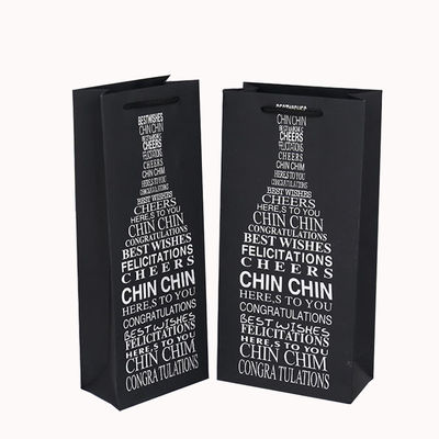 Custom Printed Bottle Paper Wine Bags with Handles Rope Handle and CMYK/PANTONE Printing