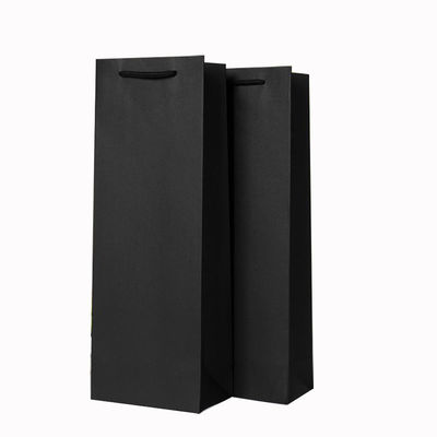 Varnished Hot Stamping Kraft Paper Wine Bags With Handles Beverage Packaging Solution