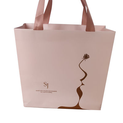 Luxury Custom Logo Gold Foil Printed Kraft Paper Shopping Packaging Bag for Shoes Clothing