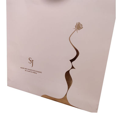 Luxury Custom Logo Gold Foil Printed Kraft Paper Shopping Packaging Bag for Shoes Clothing