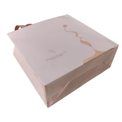 Luxury Custom Logo Gold Foil Printed Kraft Paper Shopping Packaging Bag for Shoes Clothing
