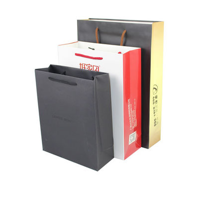 Recycled Custom Paper Shopping Bags With Handle Matte / Glossy Lamination