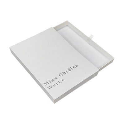 White Box With Texture Pattern Simple Elegant With Logo Silver Shiny Cardboard Drawer Jewellery  Small Gift Packaging