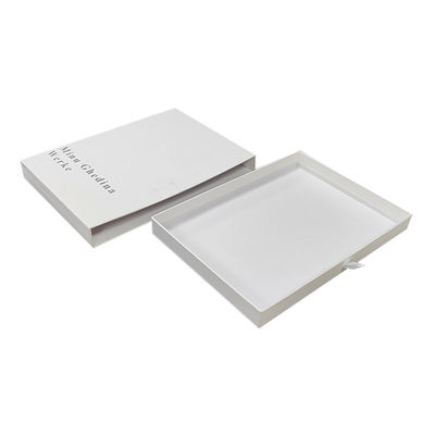 White Box With Texture Pattern Simple Elegant With Logo Silver Shiny Cardboard Drawer Jewellery  Small Gift Packaging