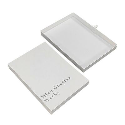 White Box With Texture Pattern Simple Elegant With Logo Silver Shiny Cardboard Drawer Jewellery  Small Gift Packaging