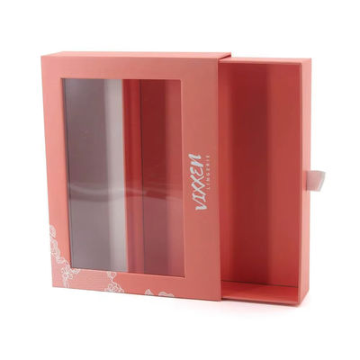 Custom Paper Drawer Cardboard Gift Wrap Sliding Pull Out Packaging Box With Clear PVC Die Cut Window
